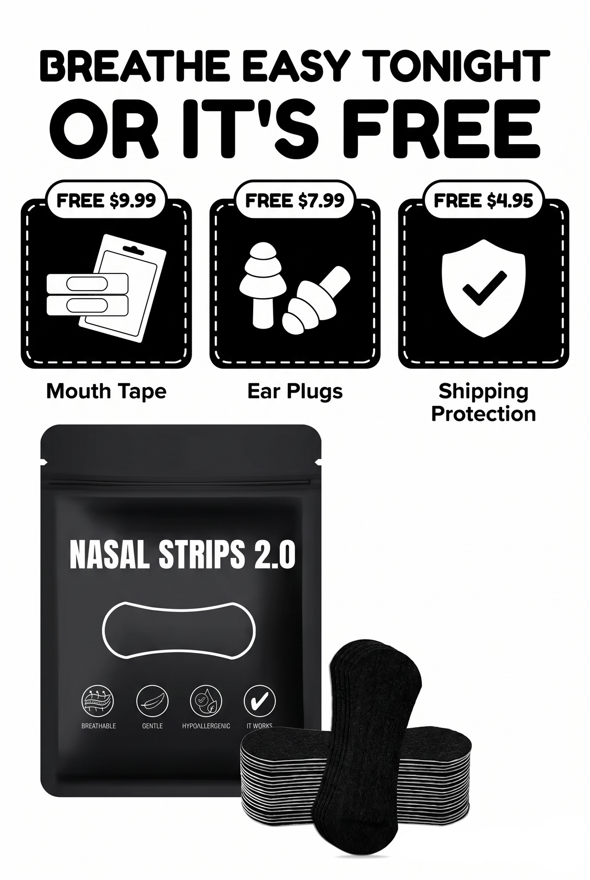 Nasal Strips 2.0 – Anti-Snore Nose Strips for Better Breathing, Deeper Sleep